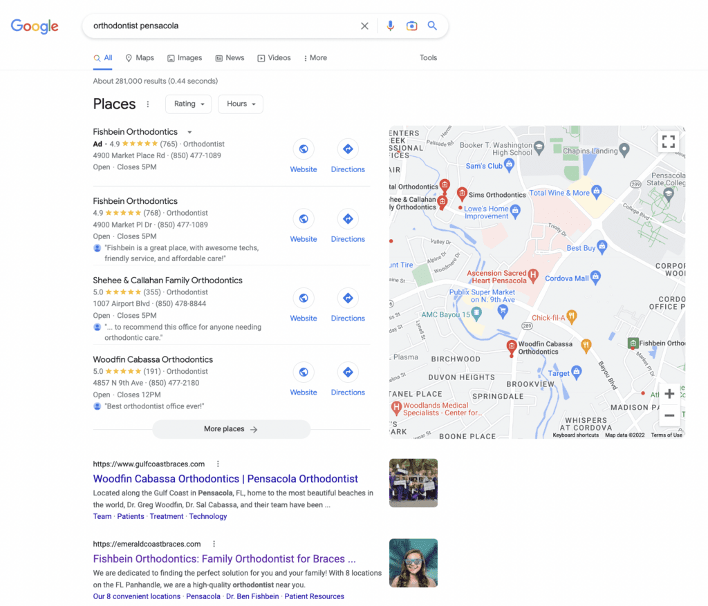 Local SEO for Orthodontists Google Map